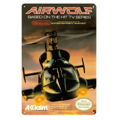 Airwolf Nes Retro Video Game Metal Poster Tin metal sign 20*30cm