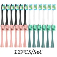 12PCS Replacement Vacuum Brush Heads for Oclean X PRO/ Z1/ F1/ One/ Air 2 /SE Soft DuPont Deep 3 Color Sealed Packed Nozzles