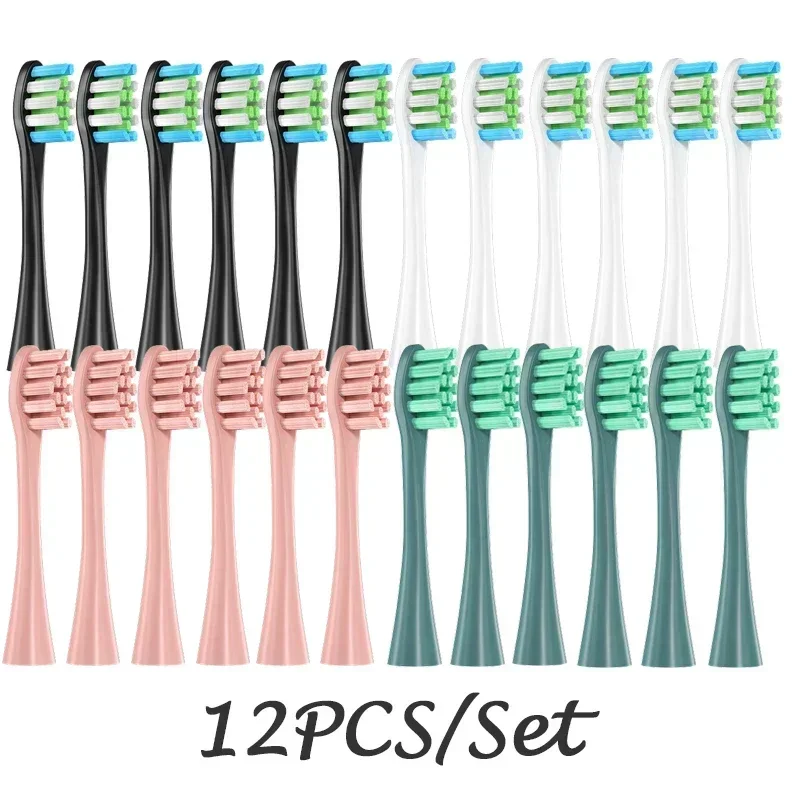 12PCS Replacement Vacuum Brush Heads for Oclean X PRO/ Z1/ F1/ One/ Air 2 /SE Soft DuPont Deep 3 Color Sealed Packed Nozzles