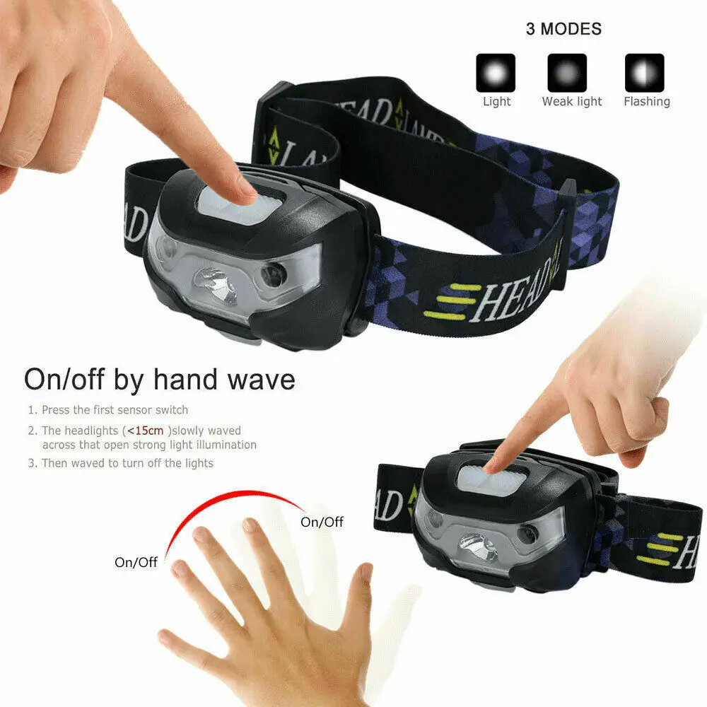 Super Bright Outdoor Intelligent Sensor Rechargeable Headlight Fishing Torch Flashlight Headlamp Head Light