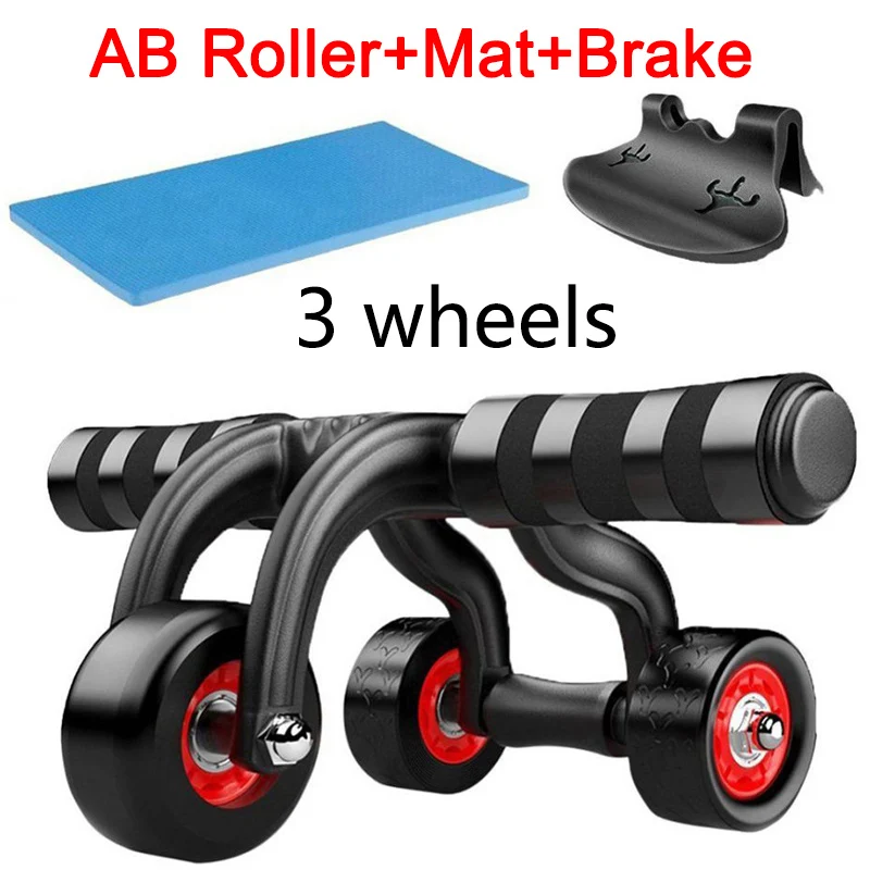 

No Noise 3 Wheels Abdominal Roller Home Fitness Equipment Muscle Exercise Body Arm Waist Gym AB Exercise Power Muscle Trainer