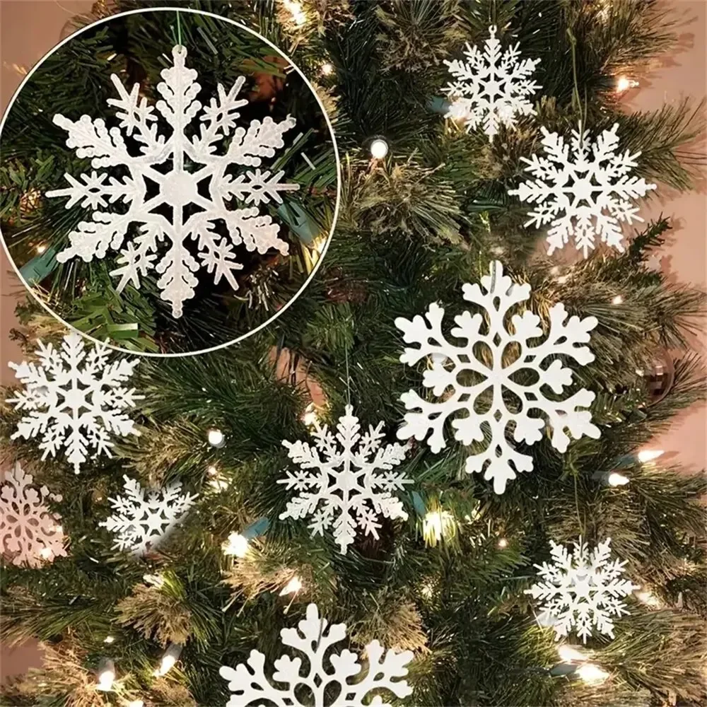 36 Uds. Adornos navideños de copos de nieve, adornos de copos de nieve con purpurina de plástico para decoraciones de árboles de Navidad de invierno