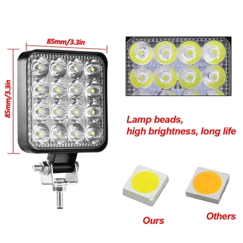 Imagen 2 del producto 8/6/4/2 Uds Mini luz Led de trabajo foco cuadrado 48W faro de coche para camión lámpara antiniebla todoterreno 12/24V luces de trabajo de conducción nocturna
