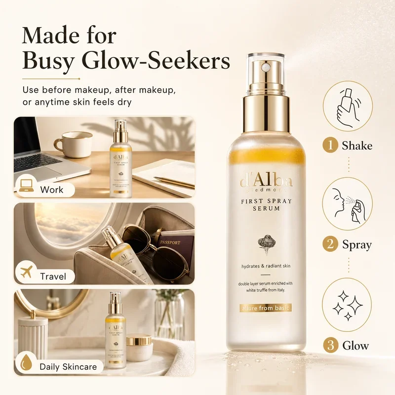 Face Essence Spray Italian White Truffles First Spray Serum Face Light Moisturizer Brightening Essence Multi-Effect Spray 100ml