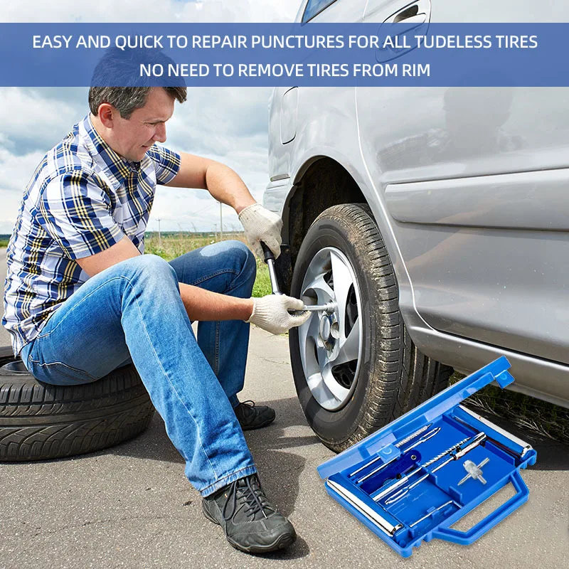 

Car Wheel Hub Tire Repair Tool Outdoor Emergency Vehicle Repair 23/28 Pieces Toolbox Tire Quick Repair Emergency Kit