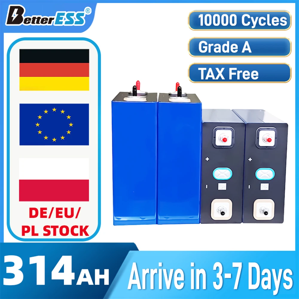 

EU Stock Grade A 3.2V 314Ah Lifepo4 Rechargeable Battery Lithium Phosphate Travel Solar Campers Cell 12v 24v batteries Tax Free