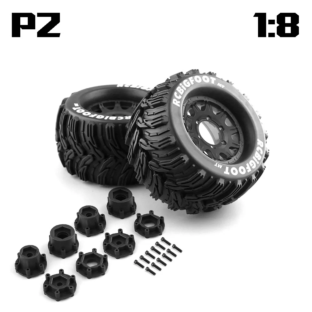 2PCS 165mm Tires 17mm Wheel Hub for 1/8 Monster Truck HPI OUTCAST TRAXXAS E-Revo Summit KRATON Sledge RC Car Parts