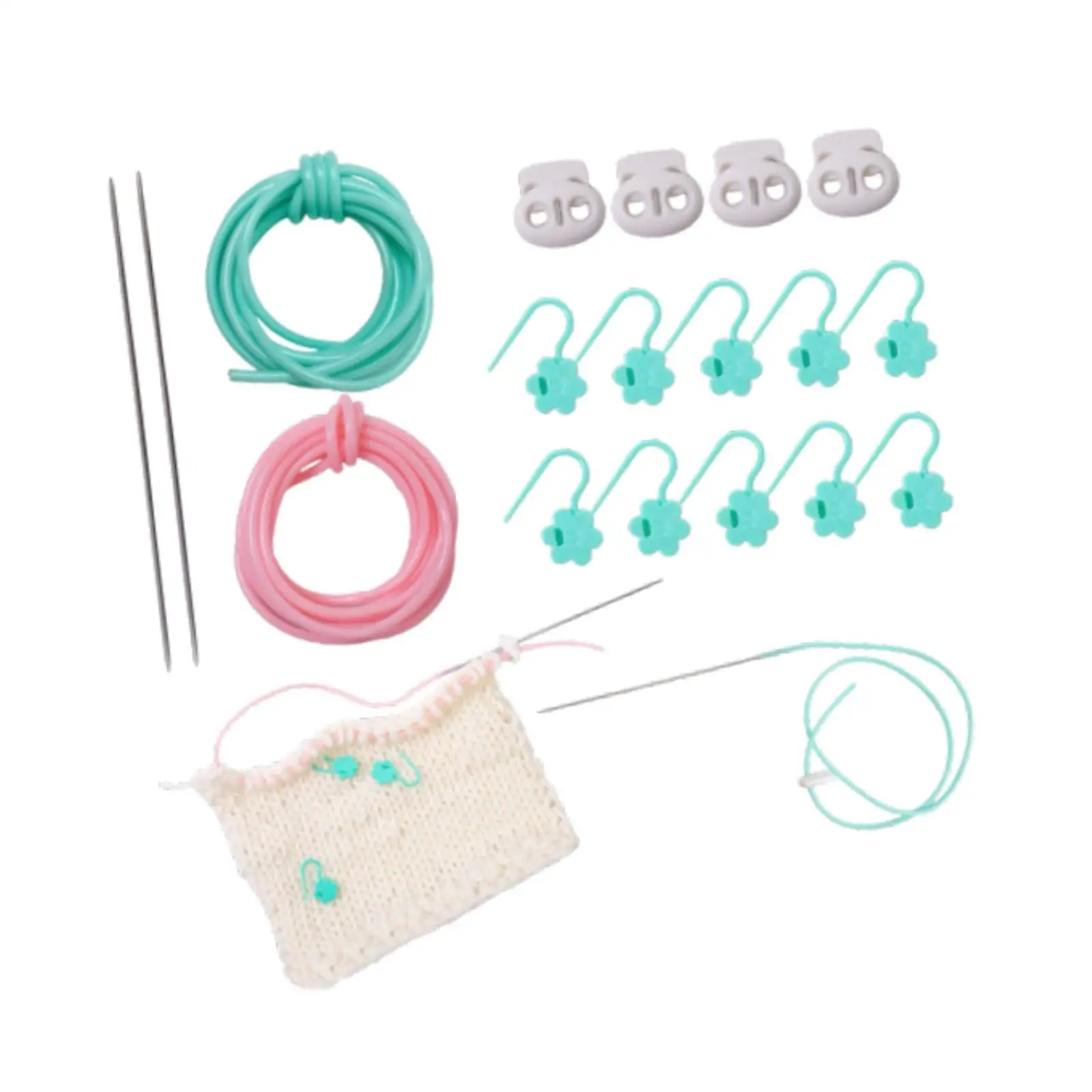 Barber Cord Armband Halskette Perlen Stricken Handwerk Gummi Hohlrohr Schnüre Nadelstopper Stricknadeln Stichstopper