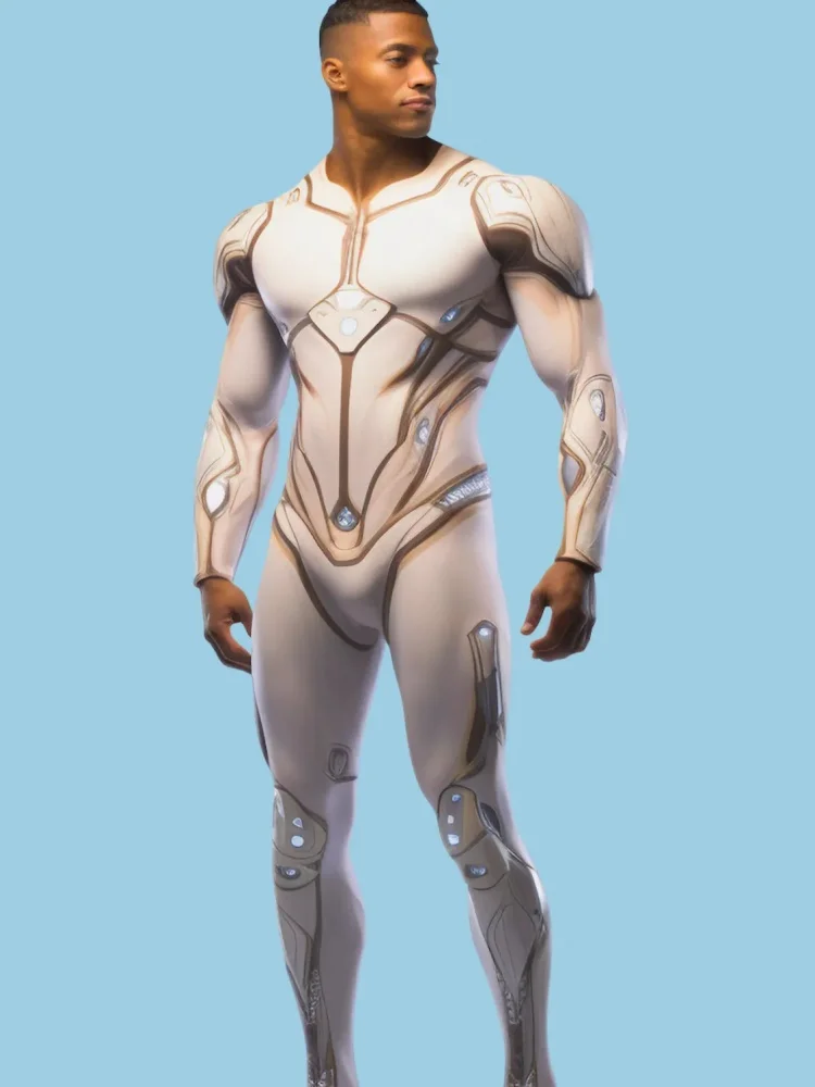 Halloween Smart Künstlerisches Kostüm Herren Technologie-Strumpfhose Karnevalsparty-Strumpfhose Bühnenauftritts-Jumpsuit Stretch-Bodysuit – Detail 9