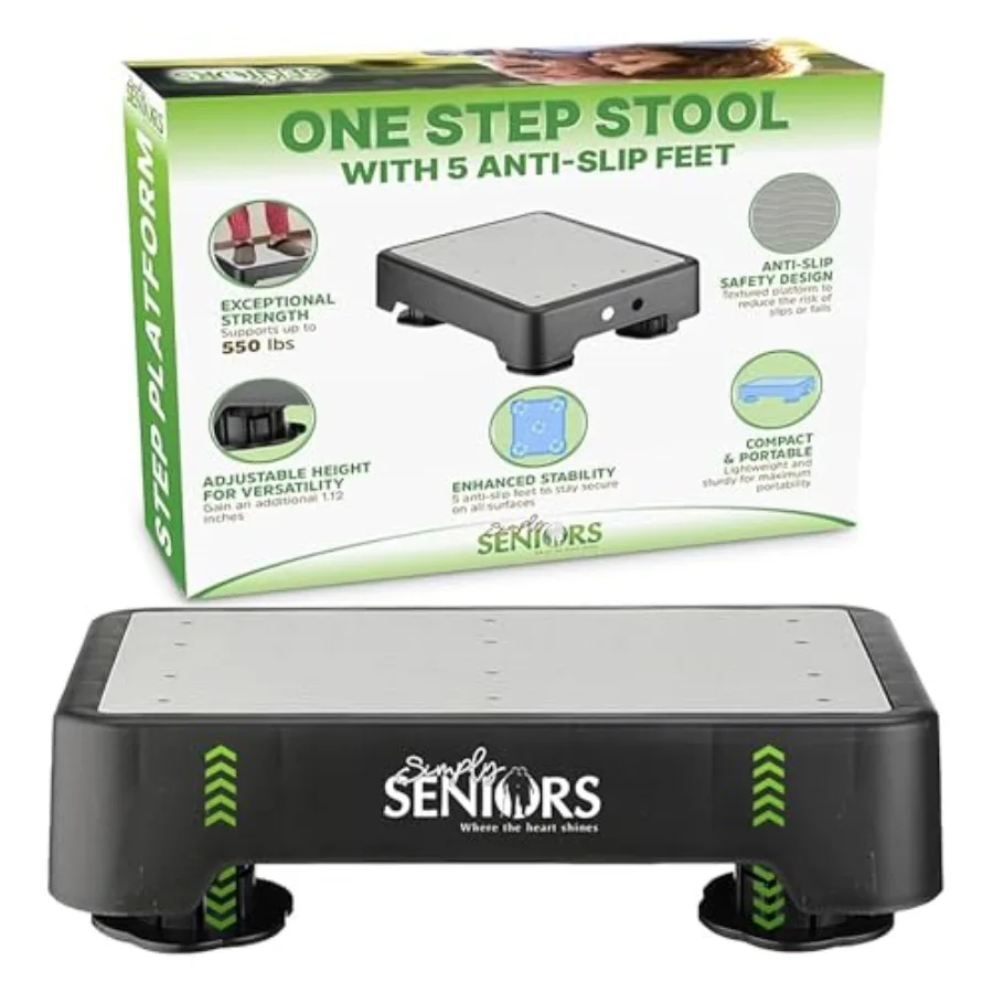 

Small Step Stools for Adults - Grey Small Mobility Aid for Seniors - Portable Heavy Duty Plastic Step Platform and Bed Steps fo