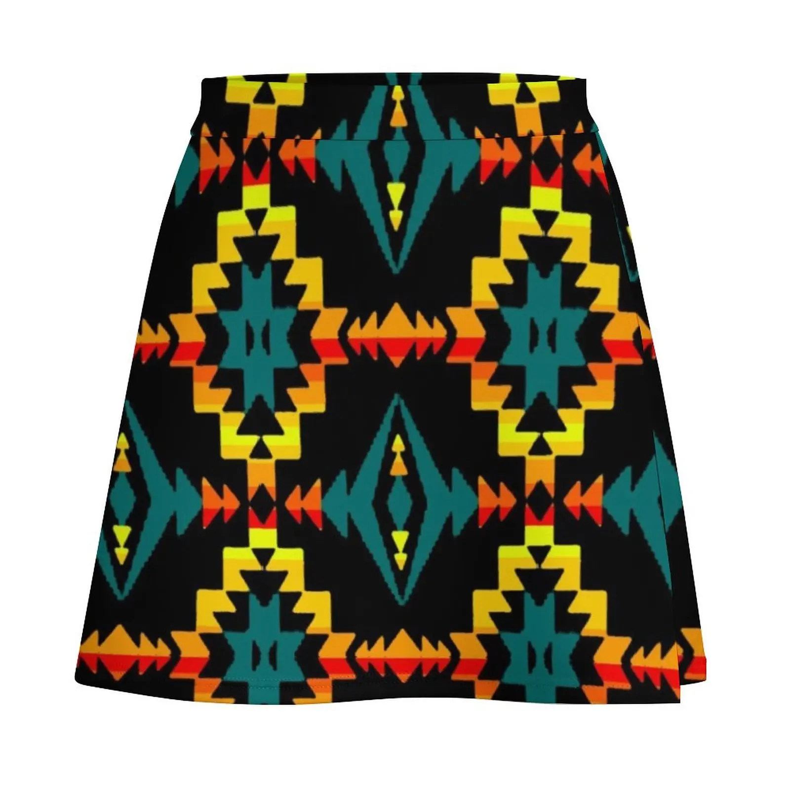 Teal / Geometric Native Print V1 Mini Skirt Clothing korean style clothes women 2025 skorts for women