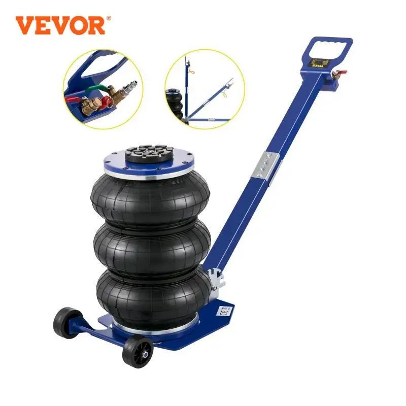 VEVOR Martinetto Pneumatico 3/5 Tonnellate Cric Pneumatica ad Aria 6600-11000 Libbre Presa Cric Sollevatore Pneumatica per Auto con Maniglia Pieghevole 3 Airbag Gamma di Altezza 14-40 cm