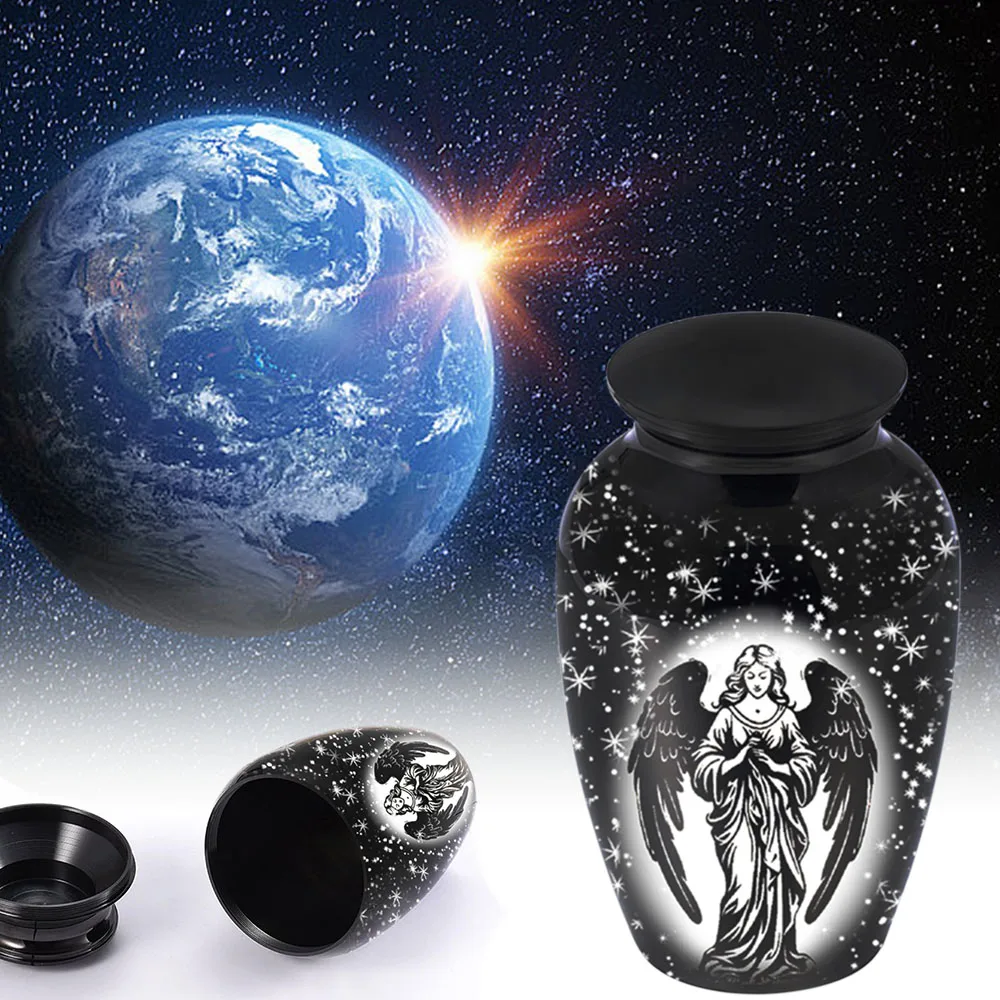 Beautiful Angle Goddess Cremation Urn for Human Ashes Aluminium alloy Funeral Urn for Human Ashes Keepsake-Sparkling Starry Sky