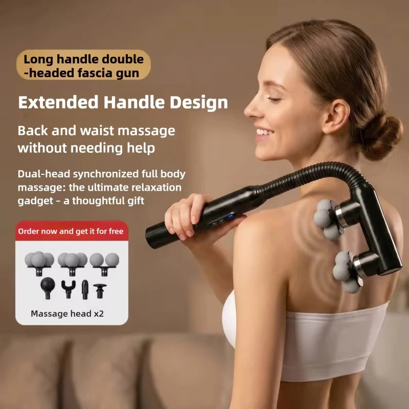 Upgrade Fascia Gun Wireless Portable Handheld Deep Tissue Percussion Relax Massager Extension Handle Curved Hook Massage Gun