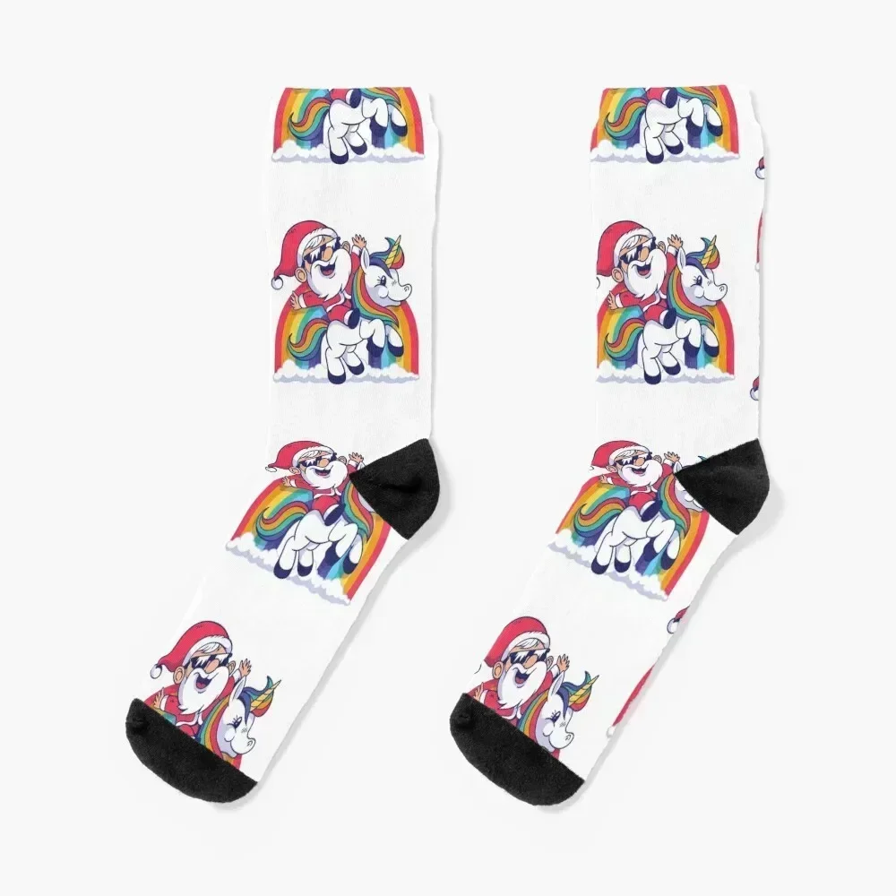 

Santa Claus rides unicorn rainbow Socks designer brand hockey Running Men Socks Luxury Brand Women's