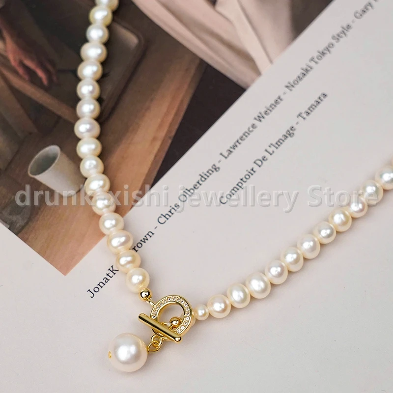 Natural Light South Sea Pearl Retro Luxury Simple Versatile Ot Clasp Necklace Collarbone Chain At Birthday Party Free Shipping