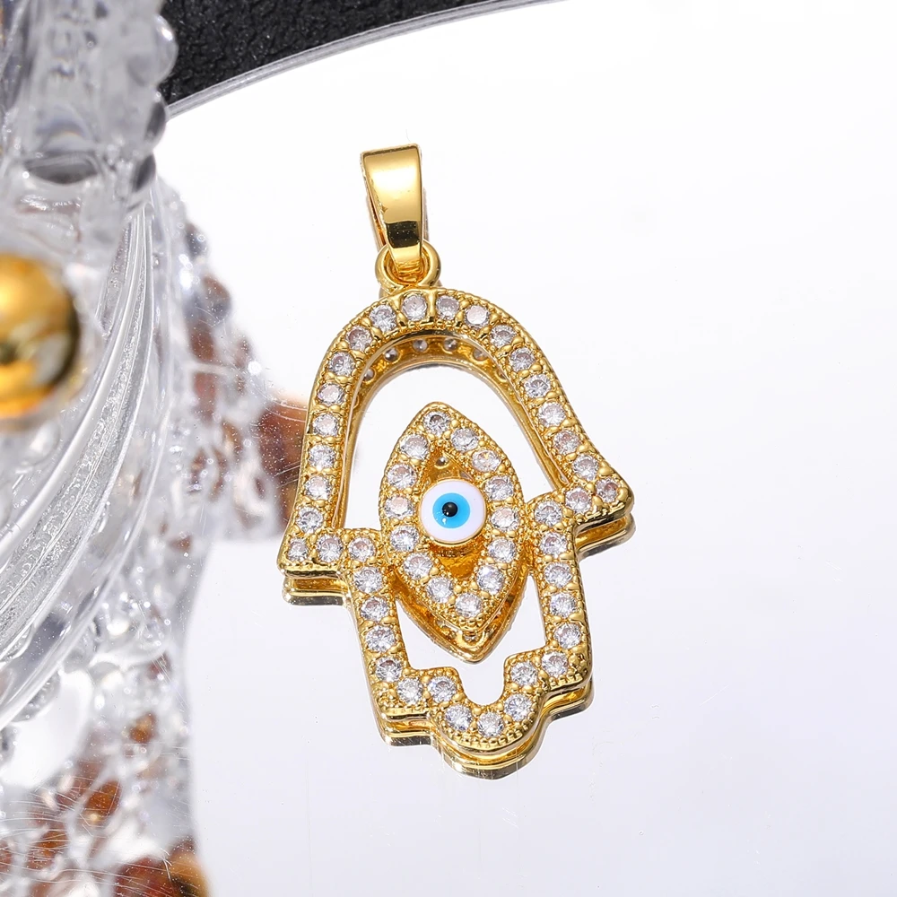 Juya Handicraft Colorful Enamel Pendants Slippers Hamsa Fatima Turkish Greek Evil Eye Charms For DIY Fashion Jewelry Making