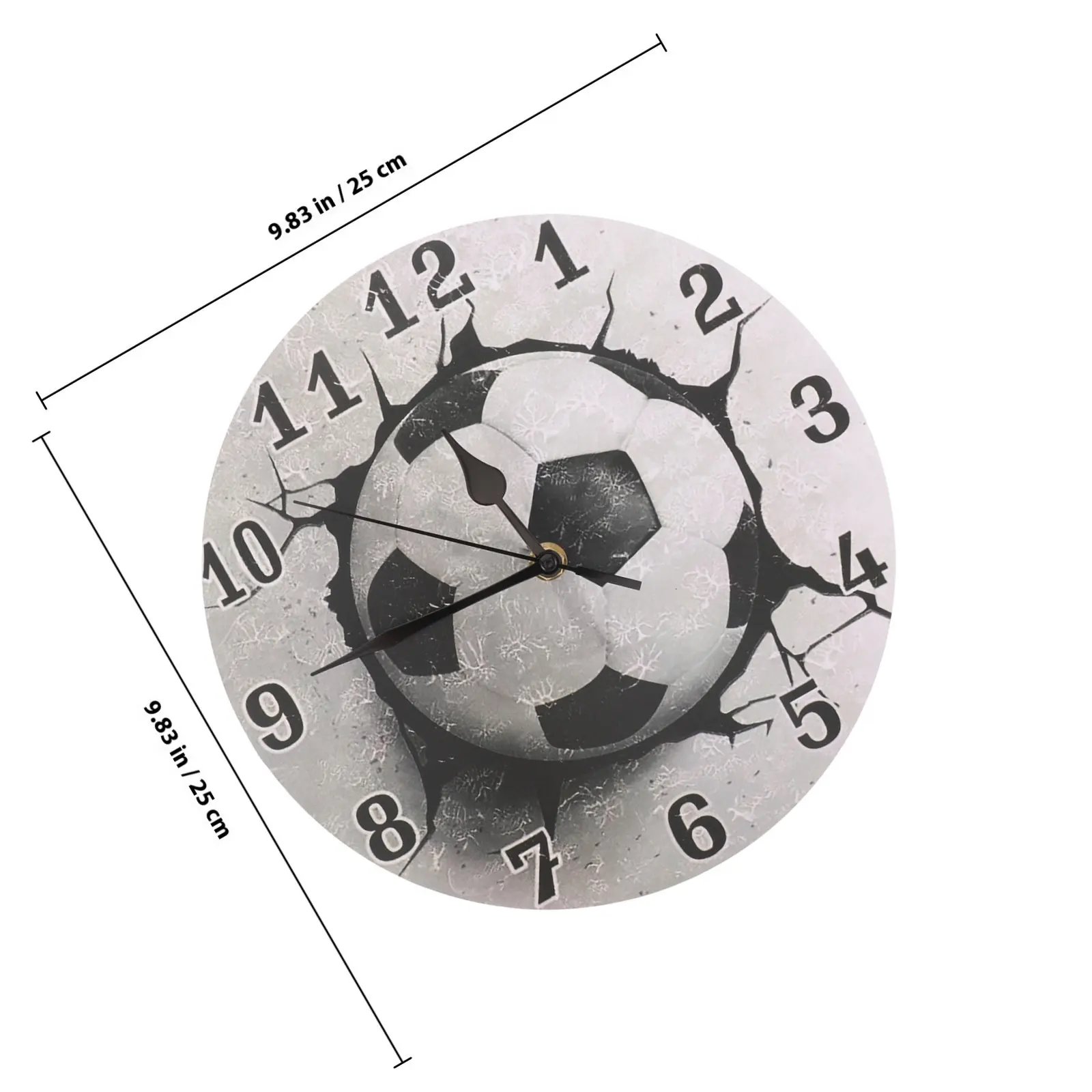 10 Inch Soccer Ball Wall Clock Quiet Non Ticking Decorative Wall Clock with Built in Hook for Living Room Bedroom Office Home