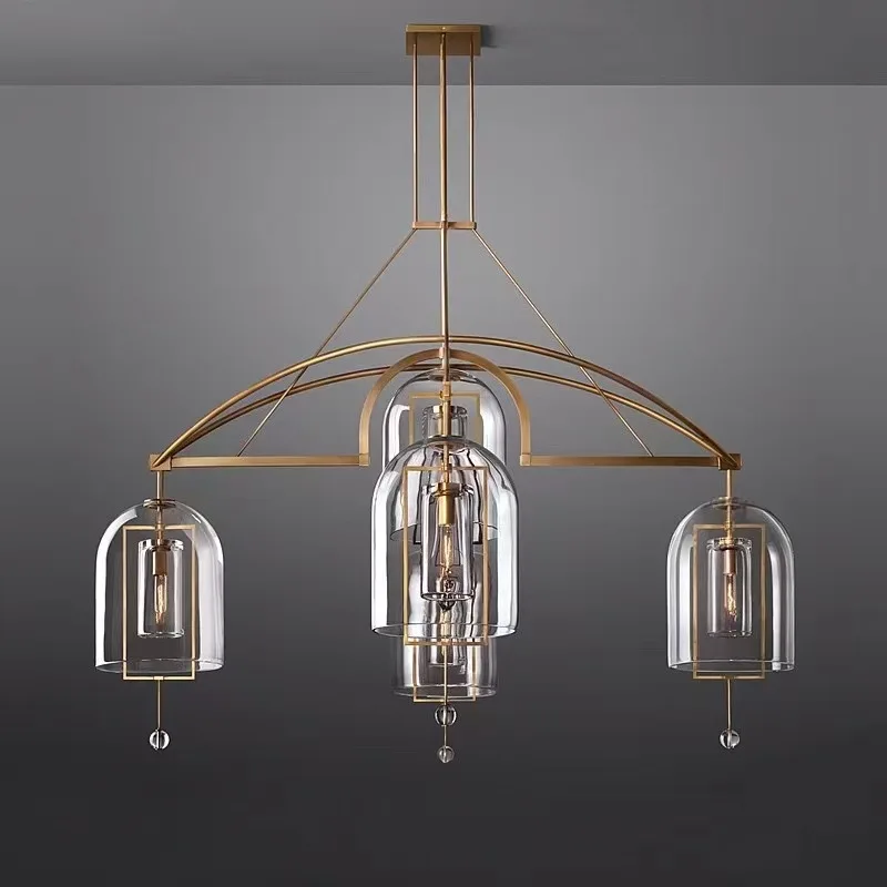 

3/5 head RH all-copper chandelier, Shimadai restaurant glass lampshade light luxury designer creative chandelier
