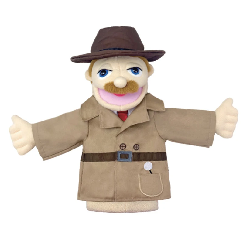 고품질 만화 전문 손인형 봉제 장난감 탐정 입 움직임