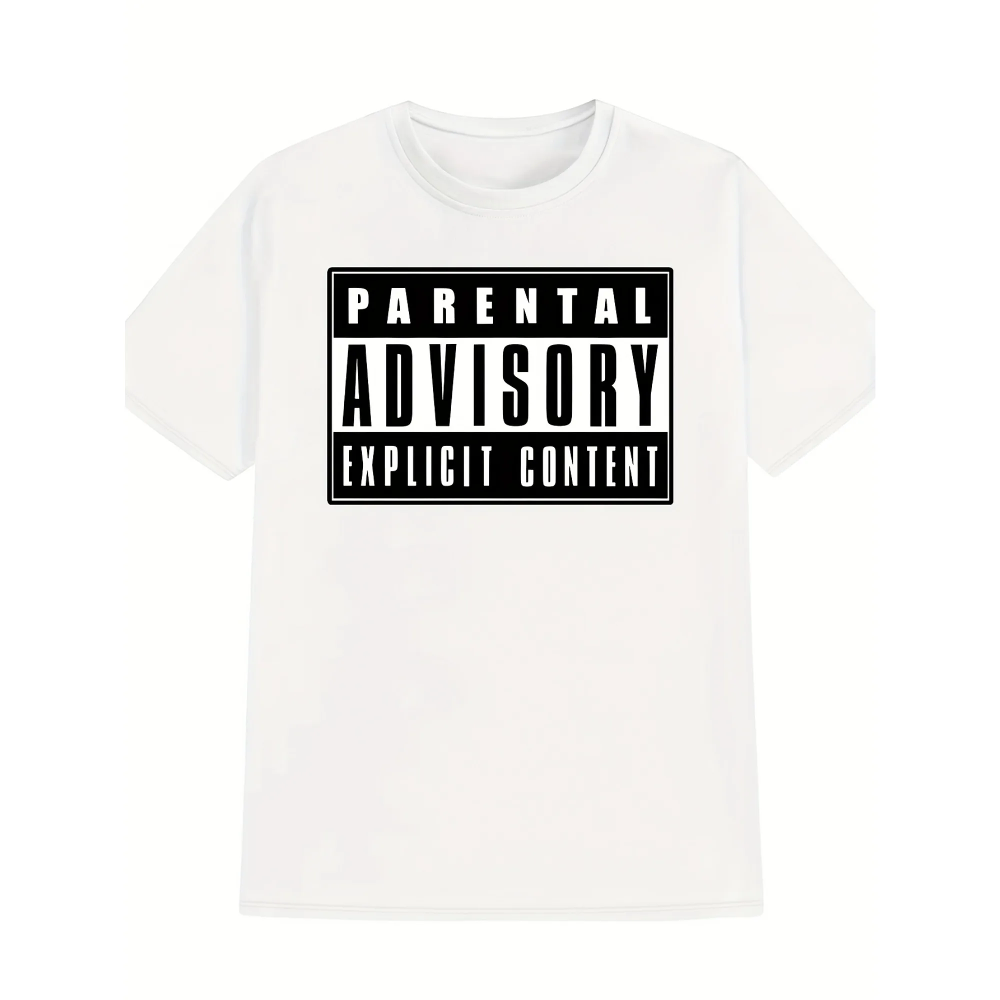 Mens Cotton T Shirt Casual Summer Short Sleeve Letter Print Parental Advisory Graphic Hip Hop Streetwear Comfortable Fashion
