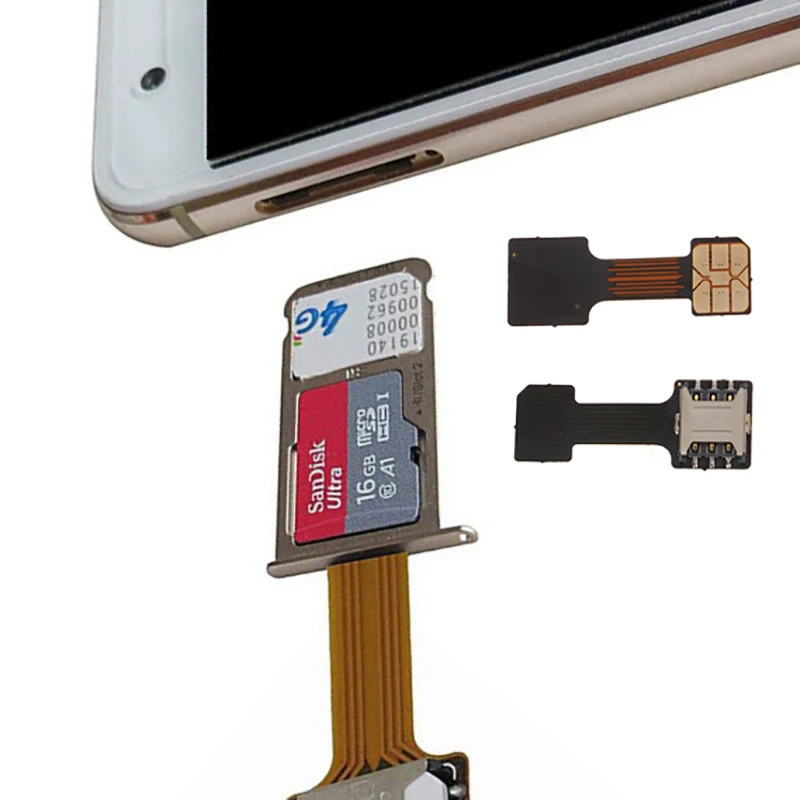 Convertidor externo 2 en 1 adecuado para Android, Xiaomi, Huawei, ranura Universal TF híbrida Sim, adaptador de tarjeta SIM Dual, Cable de extensión