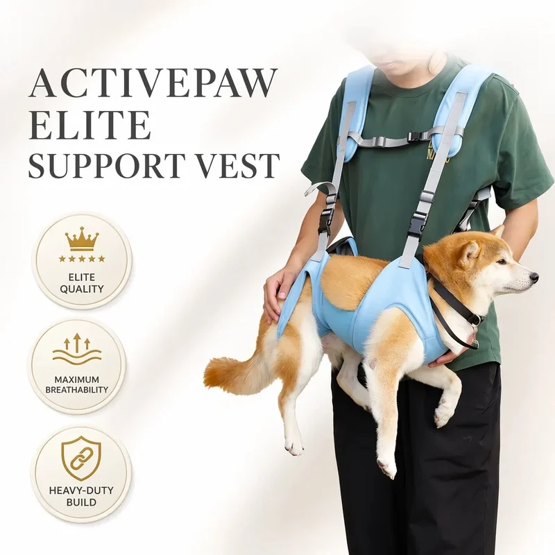 Two-Way Carry Dog Support Backpack Soft Mesh Adjustable Shoulder Strap Lifting Harness for Puppies S M L