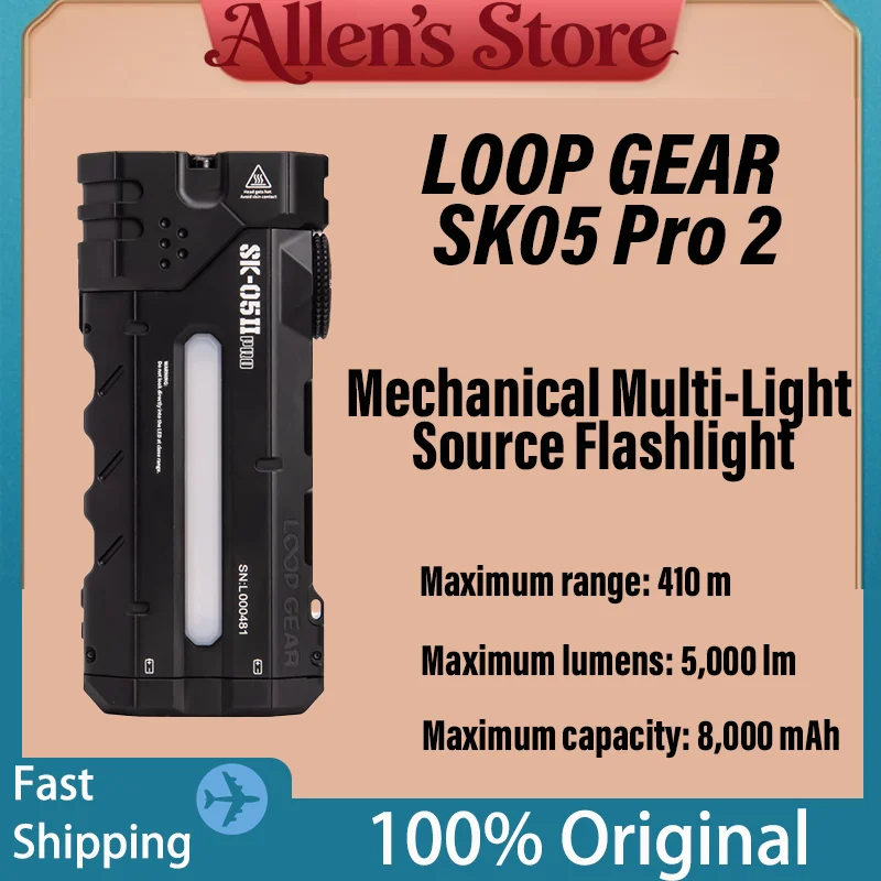 LOOP GEAR SK05 Pro 2 Multi‑function EDC Flashlight USB‑C Rechargeable Long Throw Torch Long Runtime For Outdoor Emergency.