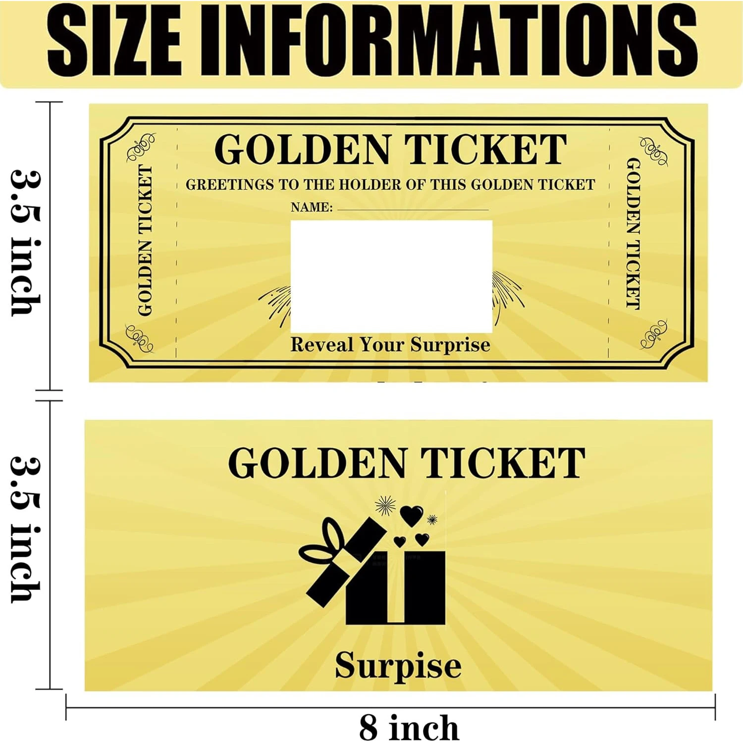 Golden Ticket Scratch Off Cards with Envelope 3.5x8 Inch DIY Make Your Own Golden Ticket Scratch Off Tickets