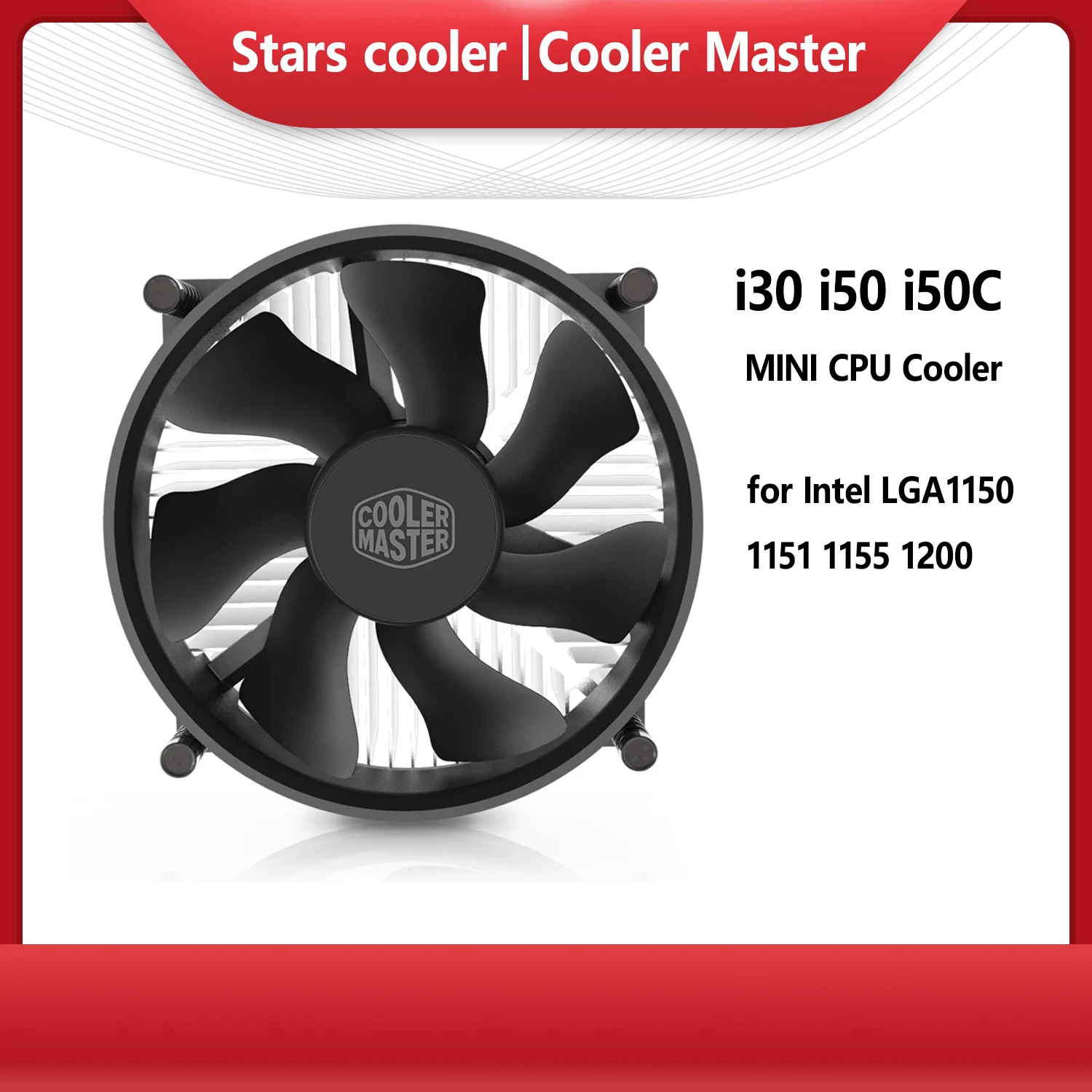 Cooler Master i30 i50 i50C MINI CPU Cooler для Intel LGA1150 1151 1155 1200 для AIO и M-ATX 95 мм, тихий вентилятор