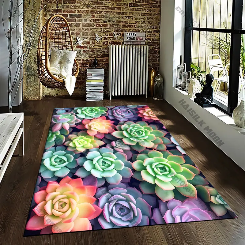Colorful arrangement of vibrant succulentscarpet Yoga living room room decor children's crawling mat doormat games area rug