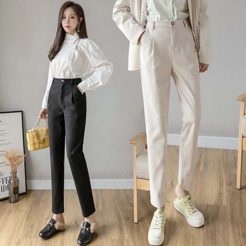 

Chic Fashion Ladies Wear Fit OL Woolen Harlan Pants Women Clothing Girls High Waist Trousers Female Streetwear Clothes BPy9229