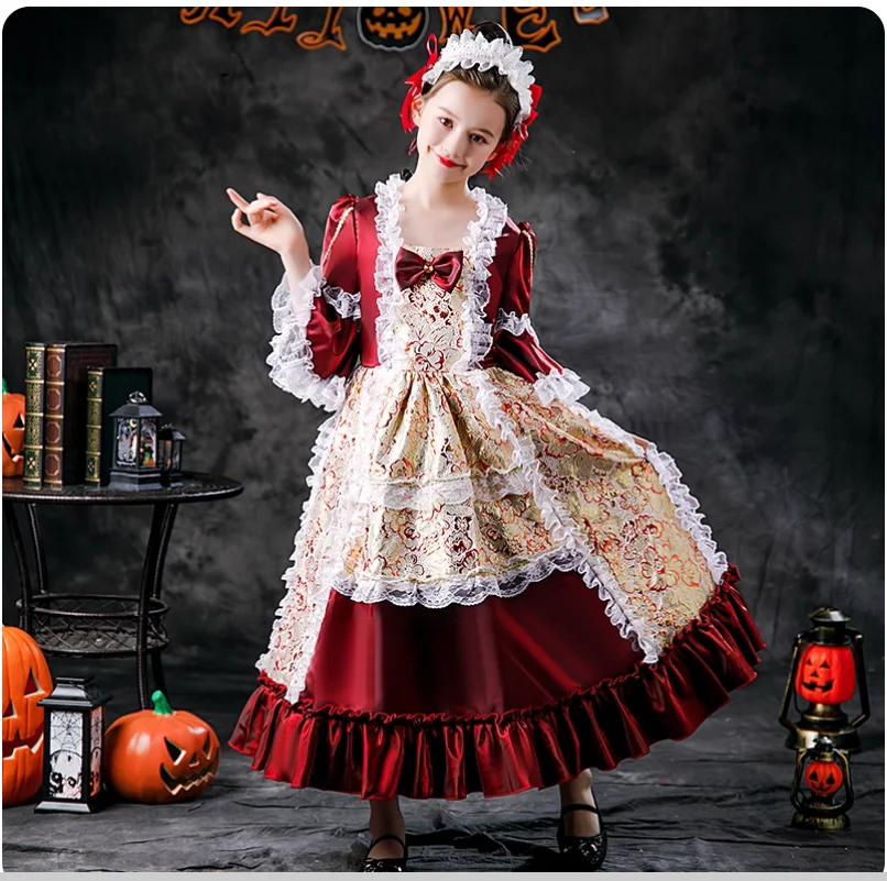 

Halloween children's costume girl Lolita red princess dress carnival party costume