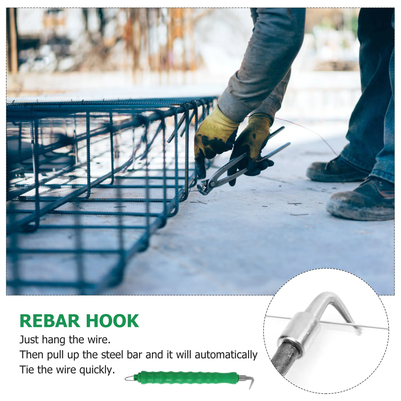 

2pcs Semi-Automatic Heavy Duty Rebar Tie Twisting Fastener Soft Rubber Handle Green Rebar Tying Automatic Wire