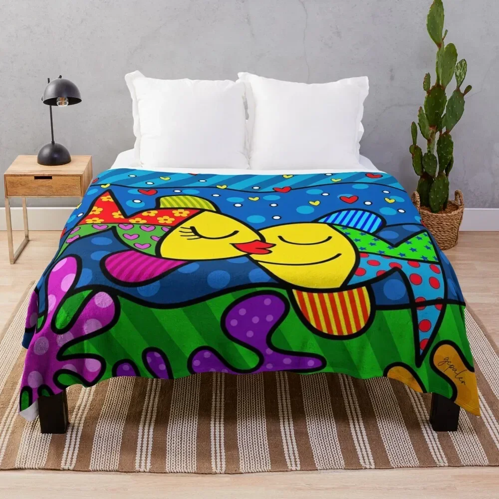 Kissing Fish Pop-art Throw Blanket Bed For Baby Blankets