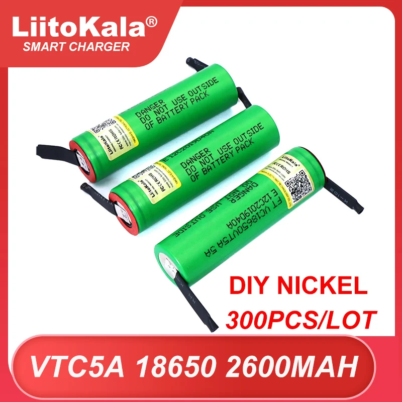 Wholesale LiitoKala Original 3.6v 18650 VTC5A 2600mah Lithium Rechargeable Battery High Drain 30A Discharge+ DIY Nickel Sheets