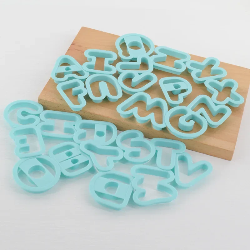 26pcs/set Cute Big Alphabet Letter Plastic Cookie Cutter Fondant Cake Decoration Tool DIY Pastry Baking Cake Press Mold