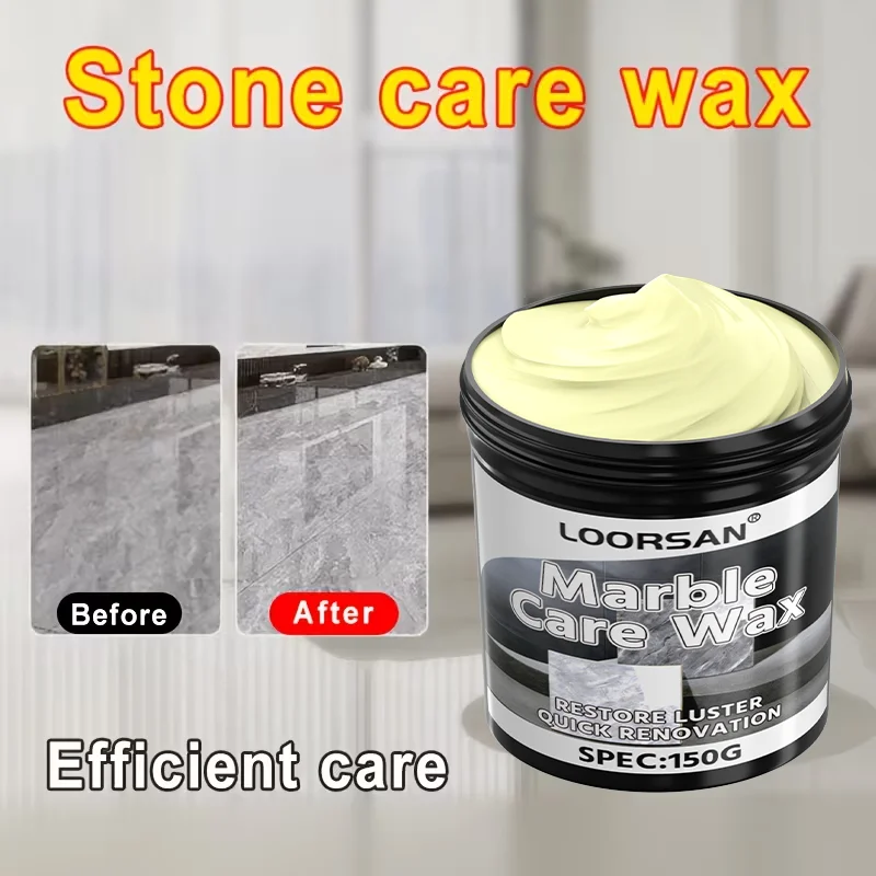 LOORSAN 150ML Stone Care Wax Polish Cleaner for Marble Granite Ceramic Tile Kitchen Bathroom Toilet Shower Floor Wall Quick Shin