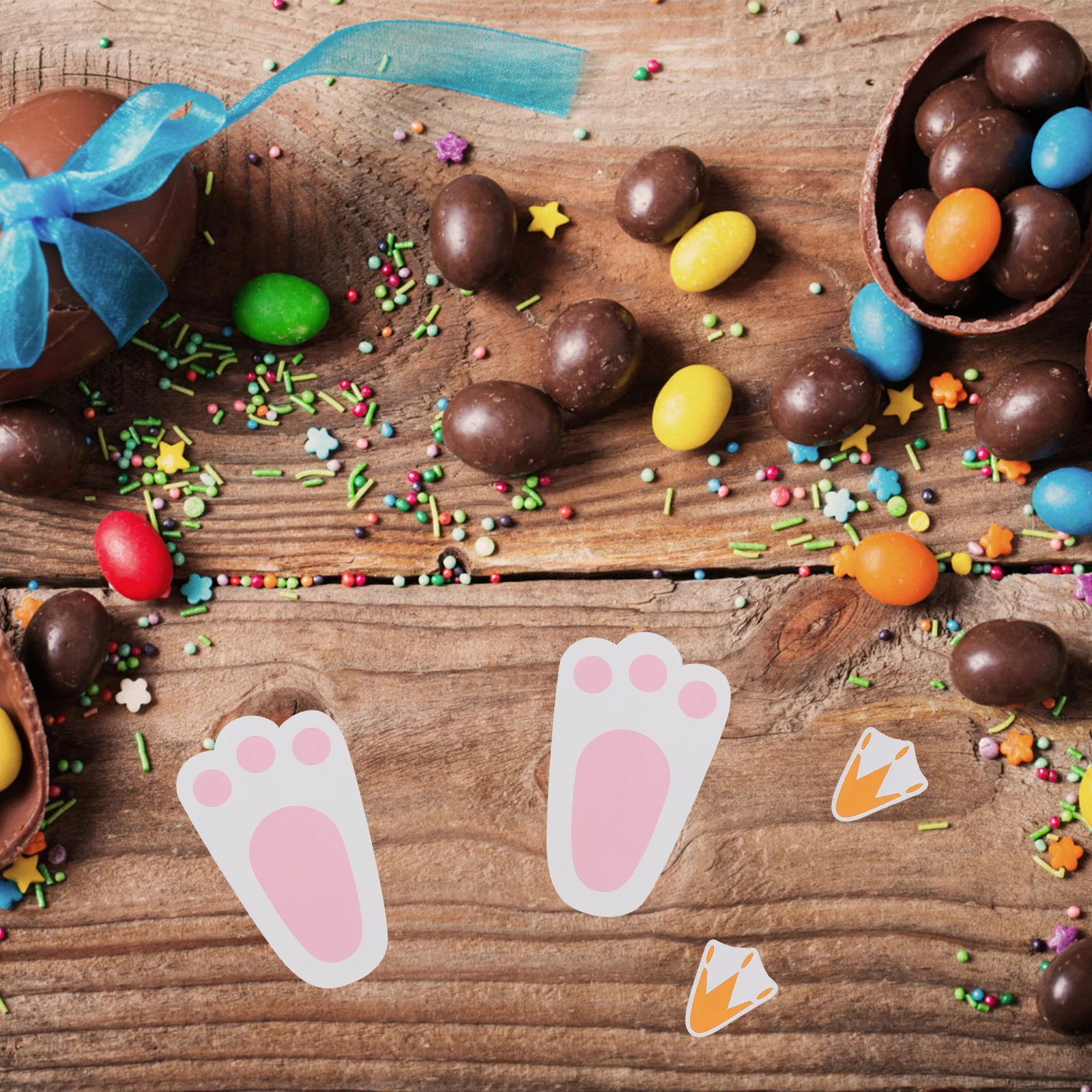

3Sets Footprint Sticker Easy Apply Remove Rabbit Stickers for Easter Day Party Decorations Festive Atmosphere Creation