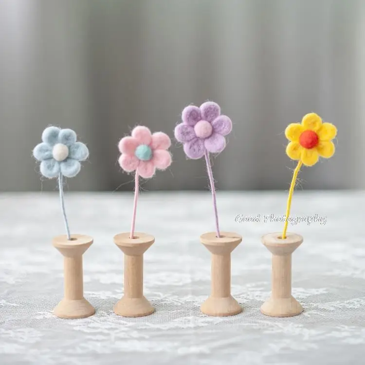 

Newborn Full moon cute styling sheep felt simulation petal flower with rod children's photography props decorative props