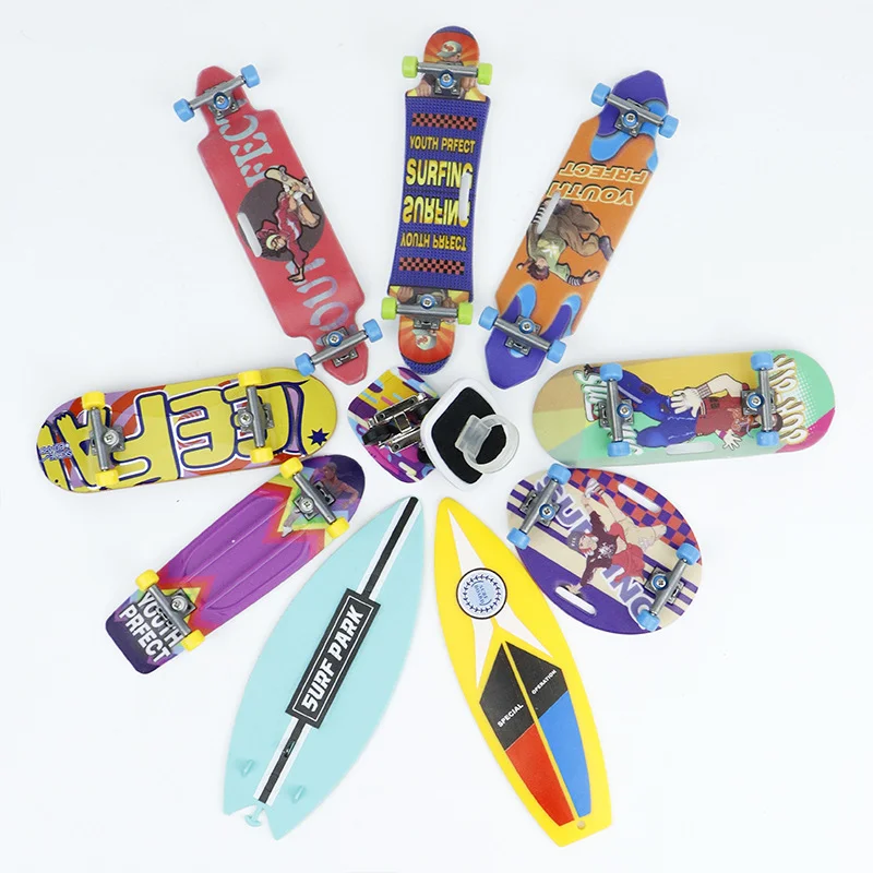 ミニクリエイティブフィンガーサーフボードシミュレーションフィンガースケートボード車の窓ミニエアサーフボードサーファー大人と子供のおもちゃギフト