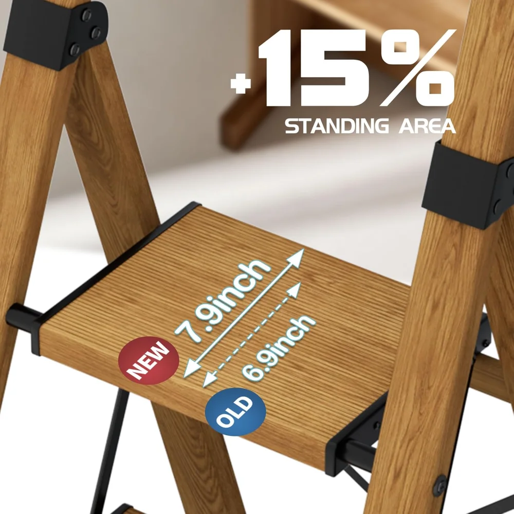 4 Step Ladder,Lightweight Folding Step Stool with Anti-Slip Aluminum Wide Pedal&Convenient Handgrip,330lbs Capacity Steel Ladder