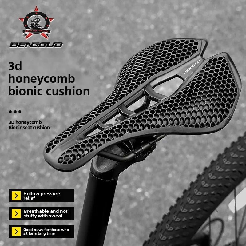 

BENGGUO Hollow Design Bike Saddle 3D Bionic Honeycomb Cushion Breathable Zero Pressure Shockproof Bicycle Seat for Outdoor Ridin