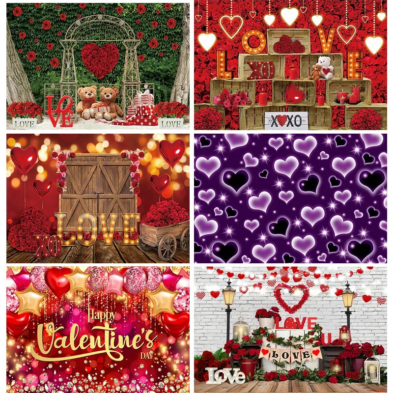 

Valentine's Day Background Red Rose Love Bridal Wedding Pre Wedding Party Newborn Birthday Photography Backdrops Props VA-01