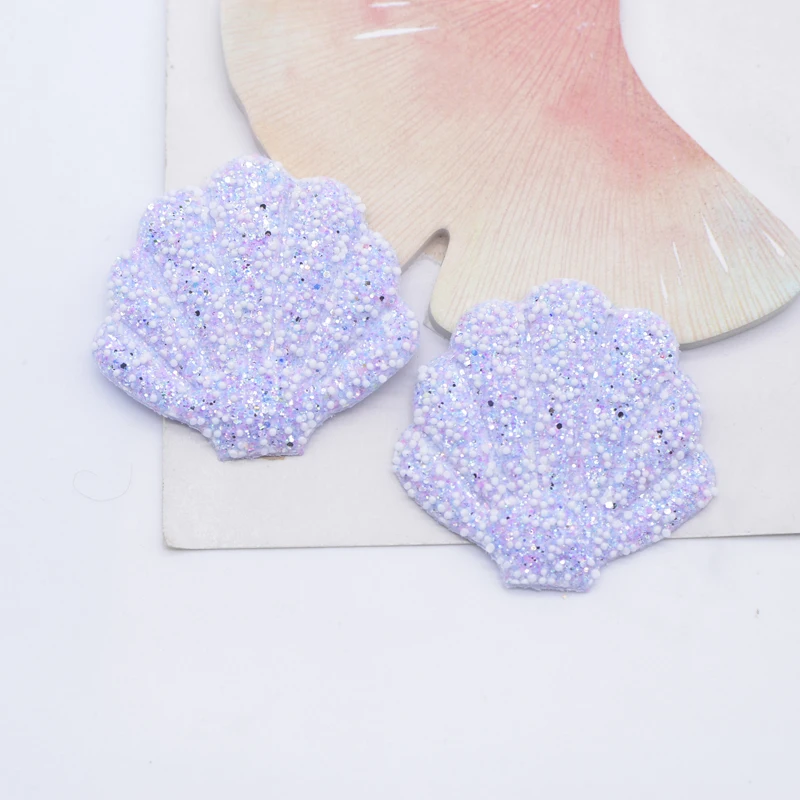 12Pcs Kawaii Glitter Shell Applique for DIY Clothes Hat Shoes Decor Patches Handmade Headwear Hair Clips Bow Accessories
