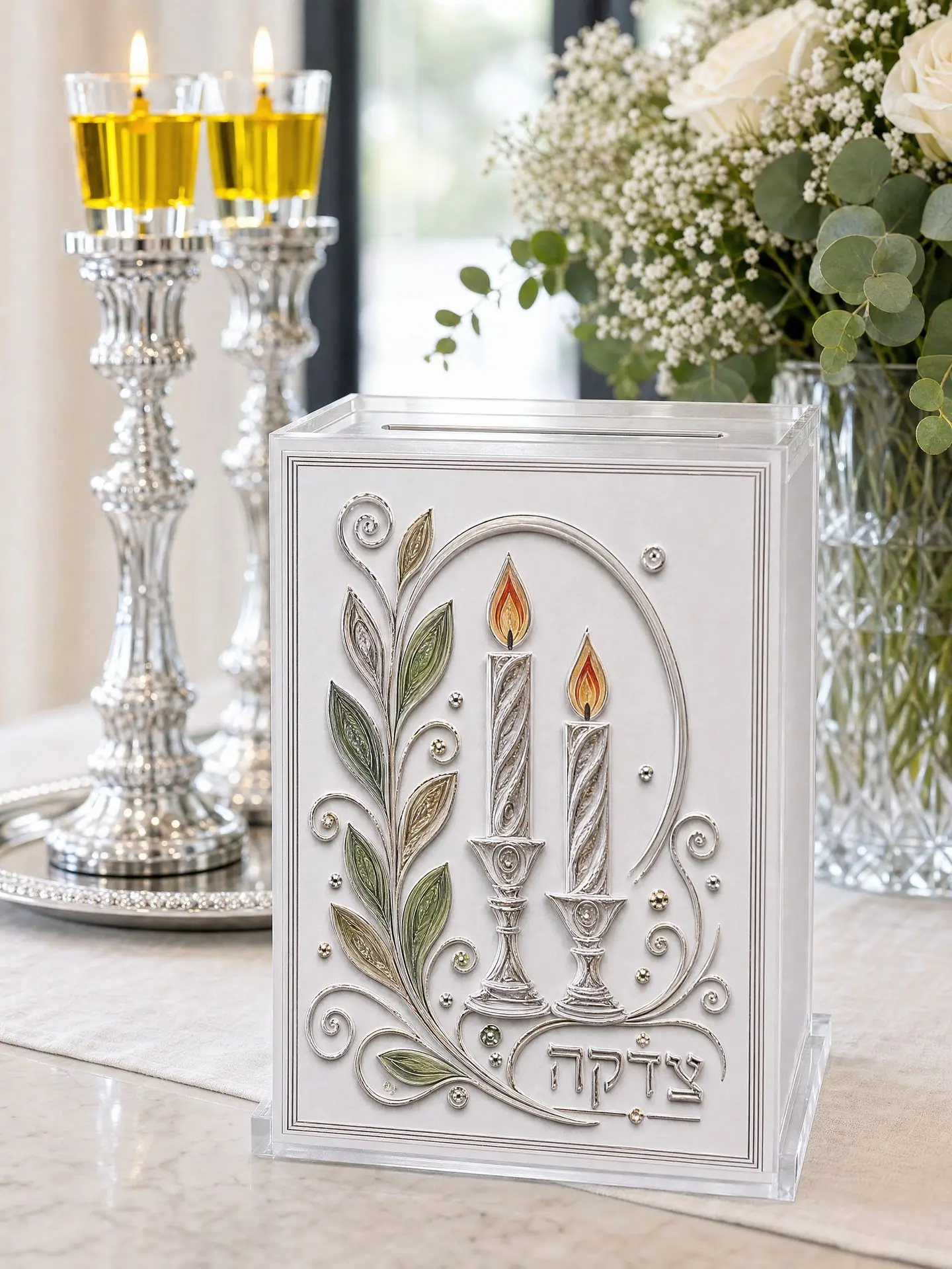 Acrylic Tzedakah Coin Box Jewish Lucite Charity Donation Box Coin Collection Box Children Gift