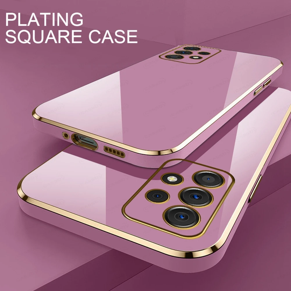 

Glossy Square Plating Case For Samsung Galaxy A23 A53 A31 A51 A71 A32 4G A52 A72 A12 A13 A72 A22 A21S A03S A50 A30 Soft TPU Case