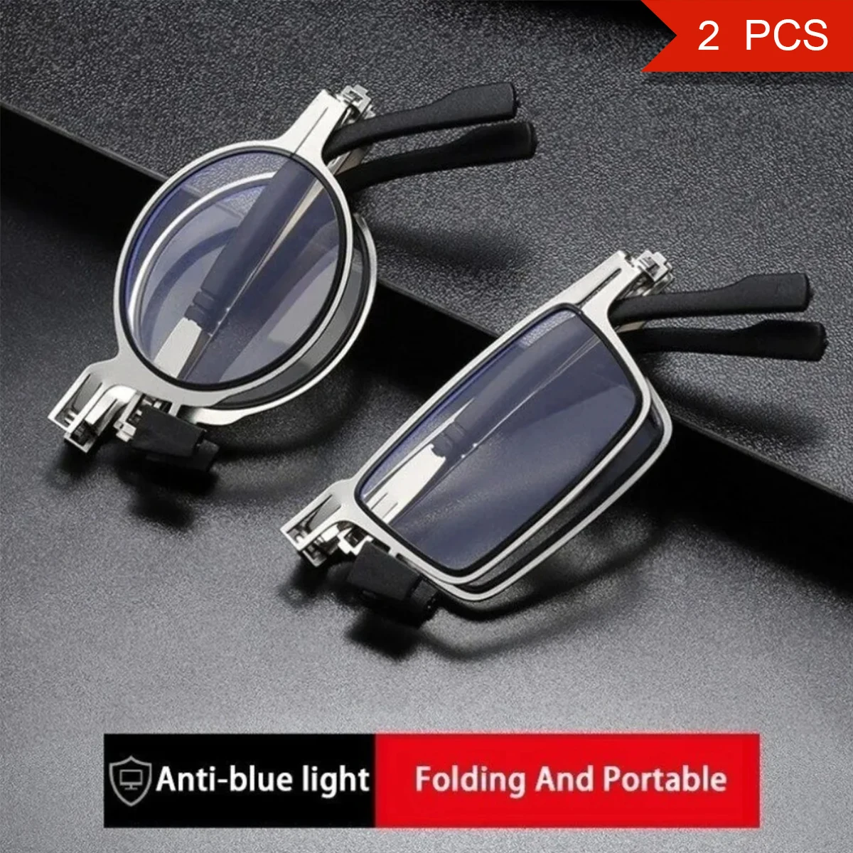 2PCS Anti-blau Licht Brillen mit Free Case Lesebrille Frauen Retro Klapp Lesebrille für Männer/Frauen metall Rahmen