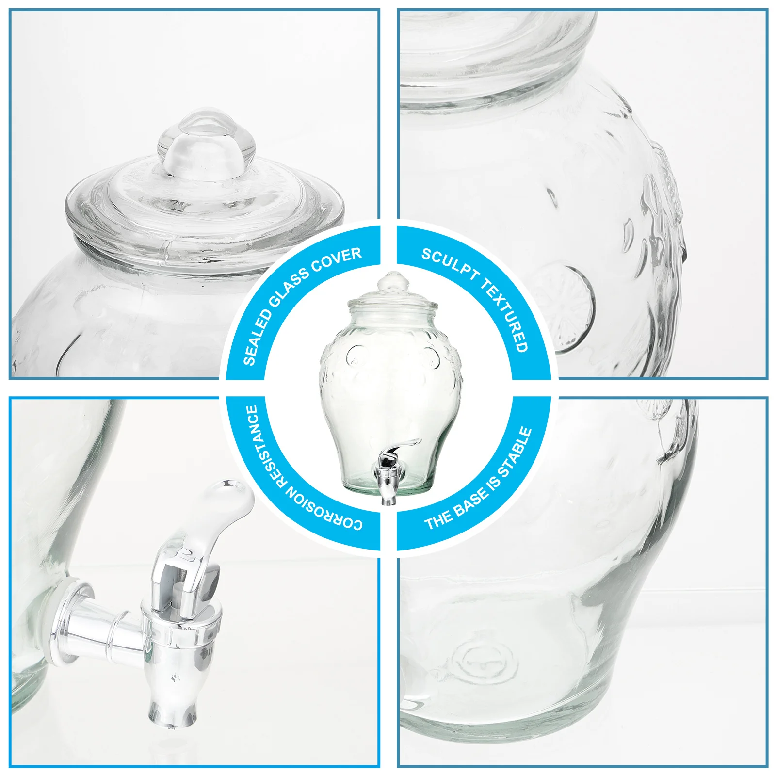 

1Pcs Glass Juice Storage Sealing Jar Transparent Airtight Container Faucet Design Large Capacity Food Storage Can