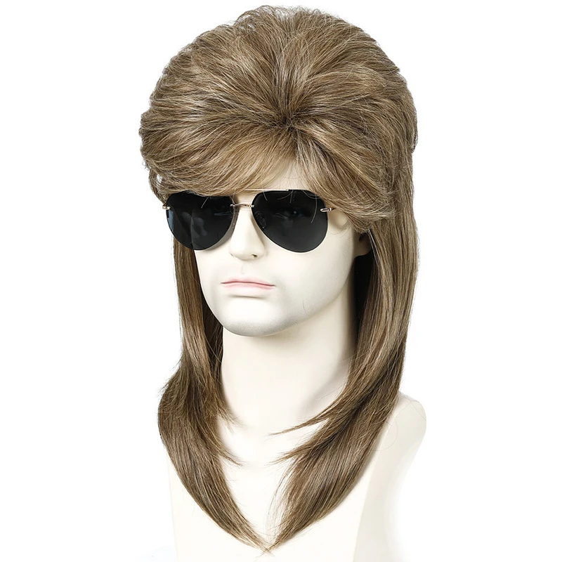 

Men's 80s Retro Long Wig Brown Mullet Rock Halloween Costume Party Cosplay Wigs